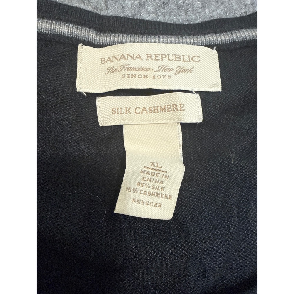 Banana Republic Mens XL Silk Cashmere Crewneck Sweater Black Long Sleeve Knit